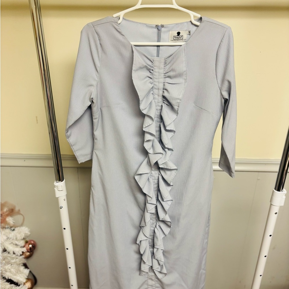 Dainty Jewells Light Blue Ruffled Midi Dress